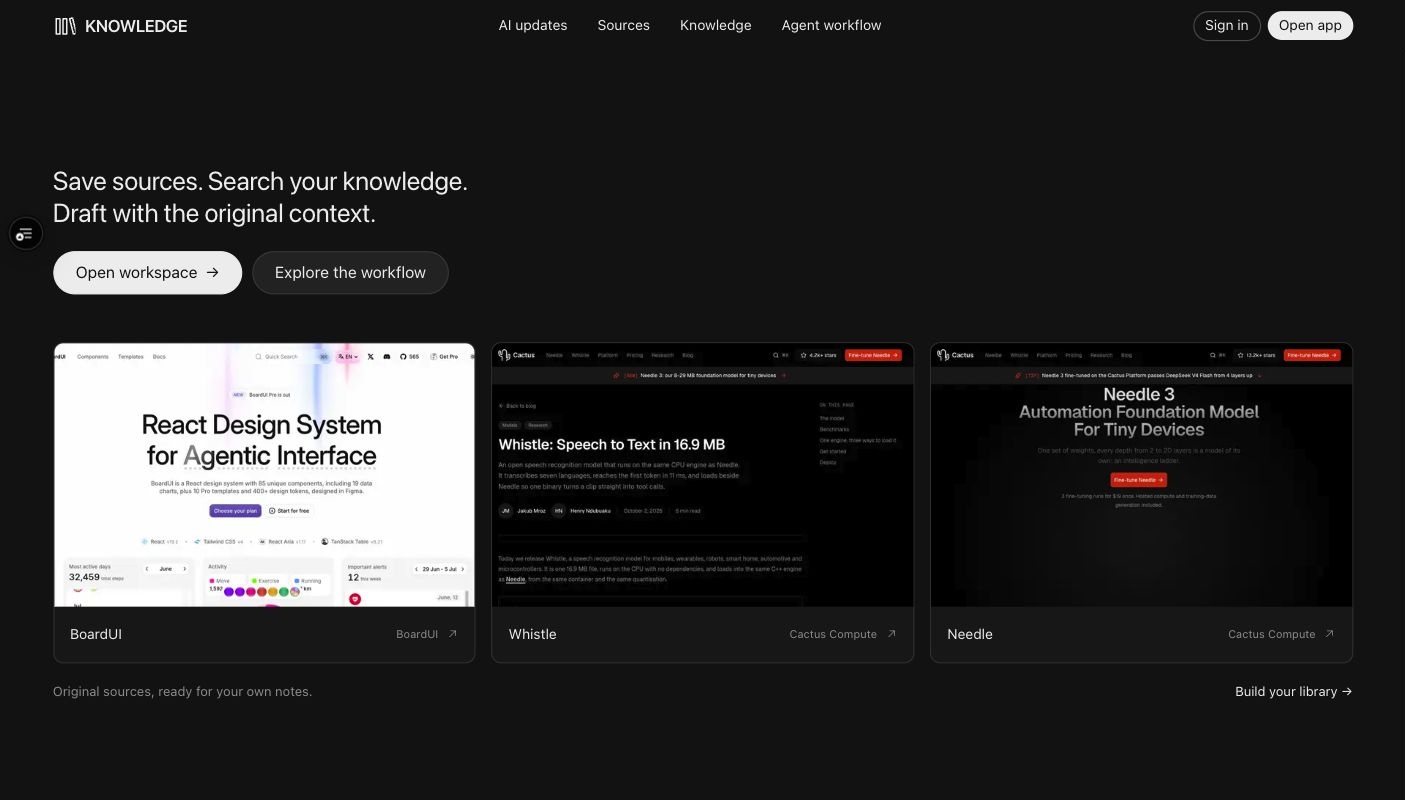 Original Knowledge Workspace source library preview
